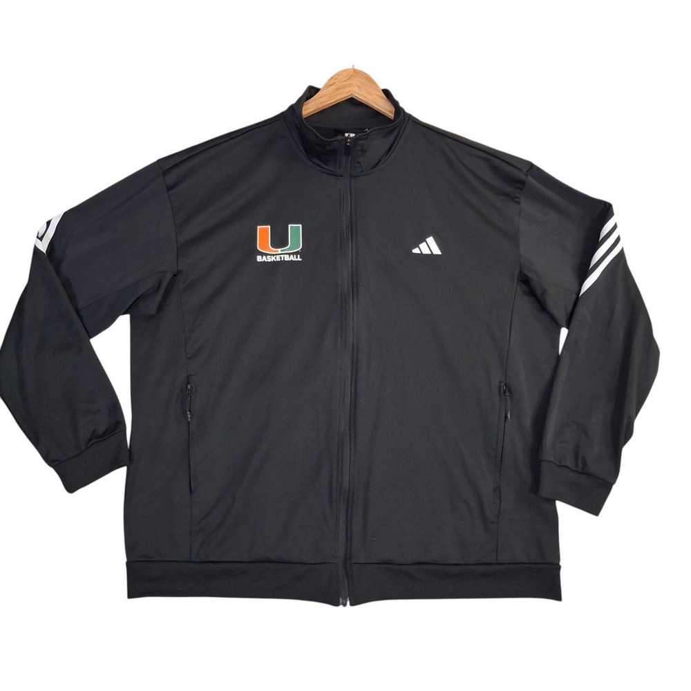 Adidas Miami Hurricanes Basketball AEROREADY Track Jacket Black Mens 2XL